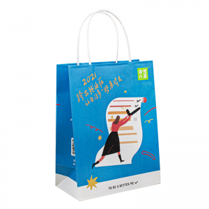 Ábhair Athchúrsáilte Mórdhíola Ceardaíocht Bolsa de Papel Málaí Páipéir Kraft Bán Diúscartha do Pacáistiú Fíon Císte Císte Bia